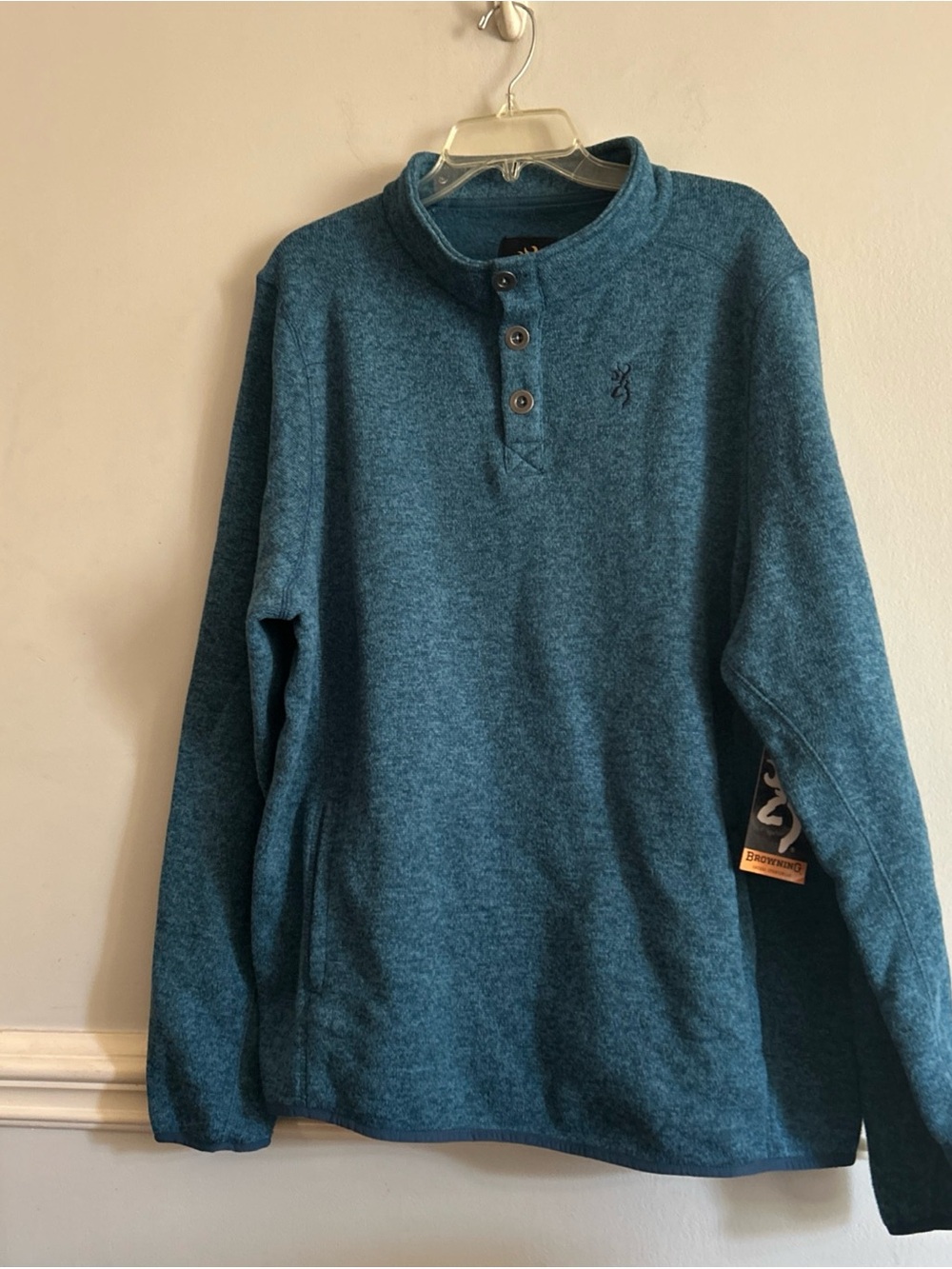 Browning Men’s Teal Henley Pullover Crewneck Sweater